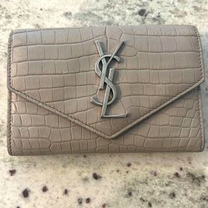 Ysl wallet grey crocodile